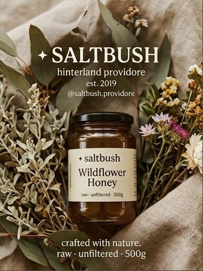 saltbush brand tile — hinterland providore, eucalyptus and a jar of wildflower honey