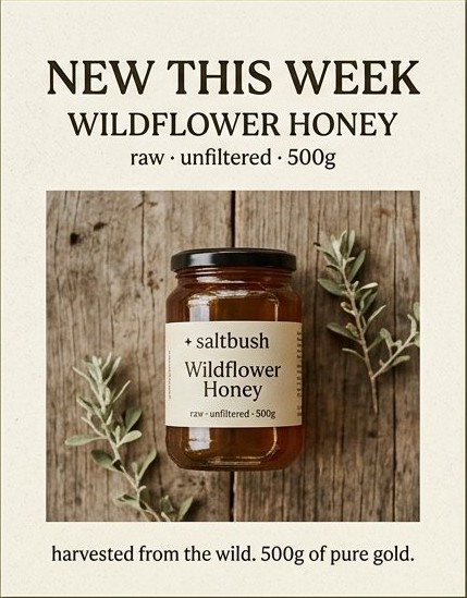 saltbush product tile — wildflower honey, raw and unfiltered, 500g